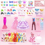 75Pcs Doll Clothes and Accessories Fashion Design kit for 11.5 Inch Doll Dress Up Including 2 Wedding Gown Dresses 1 Fashion Dress 2 Party Dress 8 Mini Dresses 3 Tops and Pants 10 Shoes 6 Necklaces