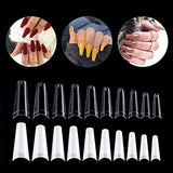 YIMART 500pcs French Nail Tips Cowboy Flat Head False Acrylic Nails Coffin Nail Art Tips For Decoration Nails Salon (Natural With Box)
