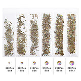 1848 pcs AB Crystal Nail Art Set 1728pcs Rhinestones Nail Gems Iridescent Clear Class,120pcs Multi-Shape Flat Back Shiny Nail Jewels for Nail Art DIY Crafts