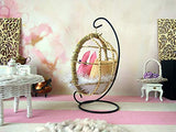 Miniature hanging chair dollhouse garden. Furniture for 1:8 scale dolls, Lati Yellow Pukifee Realpuki. L