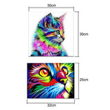 Hestya 2 Sets 5D DIY Diamond Painting Kit Full Drill Cute Cat Crystals Embroidery Tools for Home Decorations Craft