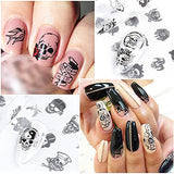 Skull Nail Foils Transfer Stickers, Transfers Foil Nail Art Supplies Holographic Starry Sky Retro Black Pirate Skeleton Designer Nail Stickers Decals Christmas Halloween Nail Art Decorations 10Pcs