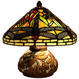 10" H Stained Glass Mini Dragonfly Table Lamp w/ Mosaic Base