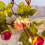 Omika Artificial Flowers Rose Vine Fairy Lights, 6.5ft 20 LED Battery Powered Hanging Garland