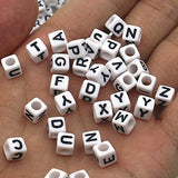 Trasfit 600 Pieces White Acrylic Alphabet Letter"A-Z" Cube Beads for jewelry making, Bracelets,