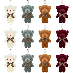 12 Pack Mini Plush Teddy Bear Toy Bulk , 12cm Animal Stuffed for DIY Keychain Teddy Bears Accessories , Birthday Xmas Party Favors, Baby Shower Bear Supplies , Wedding Favor Doll Decorations