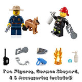 LEGO City Minifigure Combo - Police Chief with German Shepherd and Firefighter with Fire Flame 🔥