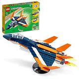 LEGO Creator 3in1 Supersonic-Jet 31126 Building Kit; Build a Jet Plane and Rebuild It into a Helicopter or a Speed Boat Toy; A Creative Gift for Passionate Fans Aged 7+ (215 Pieces)