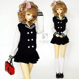 softgege 1/4 MSD BJD DOD AS DZ SSDF LUTSDELF Dollfie Outfit/ Doll Suite / Navy Style Coat + Short Skirt / Black