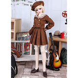 4pcs BJD Doll Clothes Sailor Suit Full Set, Coat + Short Skirt + Hat + Socks for SD Doll Party Dress Up Accessories (No Doll),1/6