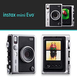 Fujifilm Instax Mini EVO Hybrid Black Instant Camera + 2X Mini Twin Pack Instant Film