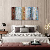 Abstract Oil Painting 100% Hand-Painted Large 3 Pieces Gallery-Wrapped Wall Art on Canvas Framed Wall Picture for Living Room Bedroom Home Decoration 24x48inch