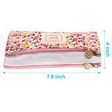 IPOW Flower Floral Canvas Cosmetic Pen Pencil Stationery Pouch Bag Case, Pastoral, Set of 4