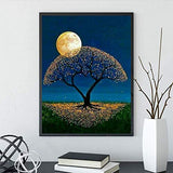 ELOOR 5D DIY Full Drill Magic Tree Under The Moon Scenery Diamond Painting Kits,Rhinestone Painting Kits for Adults and Beginner,for Living Room Bedroom Decor and Kids Girls Women Gifts(12"X16")