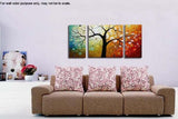 Wieco Art 3-Piece Lucky Tree Stretched and Framed Hand Painted Modern Canvas Wall Art Set