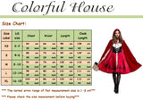 Colorful House Red Little Riding Hood Costume For Women, Christmas Halloween Party Dress with Cape Adult Role-Playing(Large)