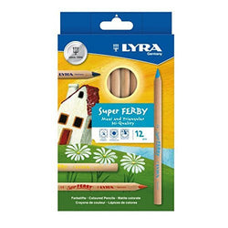Lyra Standard Assortment Super Ferby Natural (Unlacquered) Triangular Giant Colored Pencils, 6.25