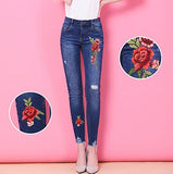 Banfeng 12pcs Rose Embroidered Lace Flower Applique Patches for Arts Crafts DIY Decor, Jeans,