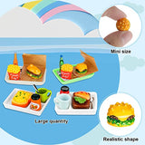 Miniature Tea Dollhouse Kitchen Accessories Set Mini Food for Dollhouse Snacks Resin Kitchen Accessories Juice Hamburger Milk Bread Jam Cup Egg Pretend Play Food Toys (22, Funny Style)