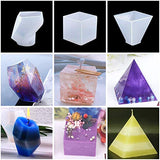 6 Pack Resin Molds, Large DIY Silicone Molds for Resin, Soap, Wax etc, Epoxy Resin Mold Including Cube/Pyramid/Diamond/Stone/Mixing Cups/Wood Sticks