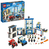 LEGO 60246 City Police Station Building Set with 2 Truck Toys, Light & Sound Bricks, Drone and Motorbike