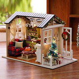 Yinuoday Dollhouse Miniature Kit with Furniture, DIY Wooden Dollhouse with LED DIY Mini Doll House Plus Dust Proof and Music Movement DIY House Kit for Adults and Teens
