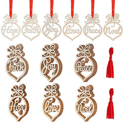 Topbuti 30 Pieces Christmas Wooden Hollow Ornaments Xmas Tree Hanging Tags Unfinished Wooden Letters Crafts Pendant Decor Christmas Holiday Wedding Decorations