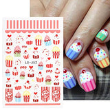 JMEOWIO 10 Sheets Cute Nail Stickers For Kids Nail Art Stickers Decals Self-Adhesive Pegatinas Uñas Cake Donut Nail Supplies Nail Art Design Decoration Accessories