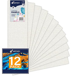 Canvas Panels 4x12 Inch 12-Pack, 10 oz Triple Primed Acid-Free 100% Cotton Blank Canvases for Painting, Long Flat Canvas Board for Oil Acrylics Watercolor & Tempera Paints