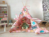 Miniature Teepee Tent for Doll. Dollhouse Furniture 1:12 scale Handmade wigwam