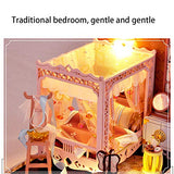 Dollhouse Miniature with Furniture,DIY 3D Wooden Doll House Kit Chinese Retro Style Plus with Dust Cover and LED,1:24 Scale Creative Room Idea Best Gift for Children Friend Lover TW35(Pink Peach)