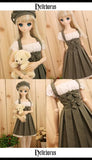 4 PCS 1/3 SD DDD BJD Dress Suit Outfit / England Style Dress Doll Dollfie LUTS / Summer School Uniform / Green Vertical Stripe