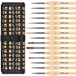 Miniature Paint Brushes, 15PC Model Brushes Micro Detail Paint Brush Set, Fine Detailing for Acrylics, Oils, Watercolors & Paint by Number, Citadel, Figurine, Warhammer 40k (Wood Color)
