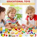 JOYIN 135 Pieces Kids Play Food Set, Value Pretend Food for Play Kitchen with Fruit, Vegetable, Food Can, Dessert, Tableware, Bottles, Dramatic Plastic Food Toys for Toddler Boys Girls 3+ Years