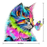 DIY 5D Diamond Painting by Number Kits, Full Drill Colorful Cat Crystal Rhinestone Diamond Paintings Kits for Adults Pictures Arts Craft for Home Wall Decor(12X12 inch)