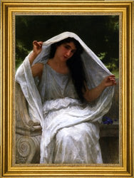 Art Oyster William Adolphe Bouguereau The Veil - 18.05" x 27.05" Premium Canvas Print with Gold Frame