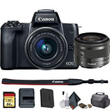 Canon EOS M50 Mirrorless Vlogging Digital Camera with 15-45mm Lens + Camera Bag + 64GB Memory Card + Cleaing Set + More (International Model) (2680C011) - Starter Bundle (Renewed)