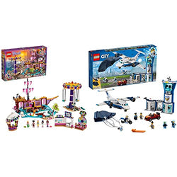 LEGO Friends Heartlake City Amusement Pier 41375 Toy Rollercoaster Building Kit & City Sky Police Air Base 60210 Building Kit (529 Pieces)