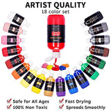Acrylic Paint Set, 18 Colors (8 oz/Bottle) with 12 Art Brushes, Art Supplies for Painting Canvas, Wood, Ceramic & Fabric, Rich Pigments Lasting Quality for Beginners, Students & Professional Artist