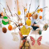 Max Fun 60PCS DIY Easter Wood Cutouts Egg Ornaments for Crafts with Bunny Unfinished to Paint for Kids Easter Party Decorations Decor Hanging Egg Shapes with Drawing Pen and Hang Cords