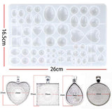 Sthabt - Resin Silicone Molds for Jewelry Pendant Bezels Casting Mold with Glitter and Flower Decoration DIY Artcraft Project Gift Making Tools Set for Beginners (61pcs)