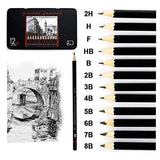 Professional Drawing Sketch Pencils Set of 12, Medium (8B - 2H), Artist Pencils for Beginners & Pro Artists，Ideal for Drawing Art, Sketching, Shading