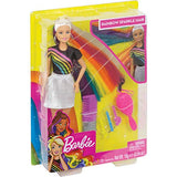 Barbie Rainbow Sparkle Hair Doll with Extra-Long Blonde Rainbow Hair, Sparkle Gel and Comb and Hairstyling Accessories