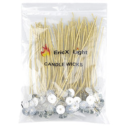 EricX Light Organic Hemp Candle Wicks, 100 Piece 8" Pre-Waxed by 100% Beeswax & Tabbed, for Candle Making