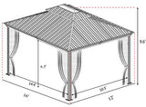 Kozyard Alexander Hardtop Aluminum Permanent Gazebo with a Mosquito Net and Privacy Sidewalls (Alexander 12‘x16‘)