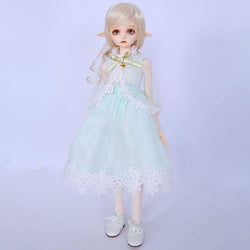 Clicked 1/4 Blue Dress BJD SD Doll Full Set 41Cm 16Inch Jointed Dolls + Wig + Skirt + Makeup + Shoes Surprise Gift Doll (Excluding Headdress)
