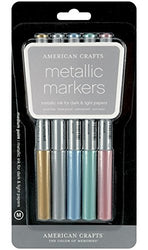 American Crafts Metallic Marker Medium Point 5 Pack Gold/Silver/Blue/Teal/Violet M62264