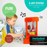 Bundaloo Claw Machine for Kids - Baseball Themed Miniature Candy Grabber with 3 Small Baseball Toys, 30 Reusable Tokens - Electronic Prize Dispenser Toy Party Game for Children