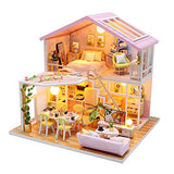 CUTEBEE Dollhouse Miniature with Furniture, DIY Wooden Dollhouse Kit Plus Dust Proof and Music Movement, 1:24 Scale Creative Room IDE (Sweet Word)