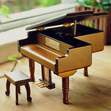 Play (What a Wonderful World) Wooden Piano Music Box with Sankyo Musical Movement (Brown)